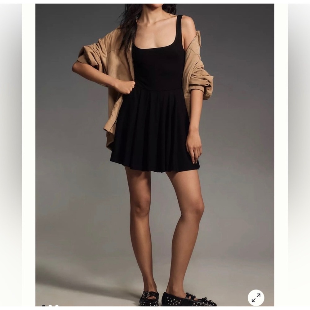 NWT Reformation Dakota Knit Mini Dress Large Black Fit Flare Skater Balletcore
